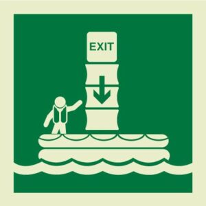 Vertical evacuation chute sign
