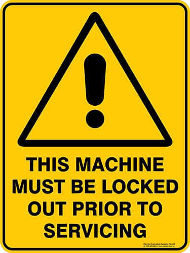 Warning This Machine Must Be Locked Out Prior To Servicing